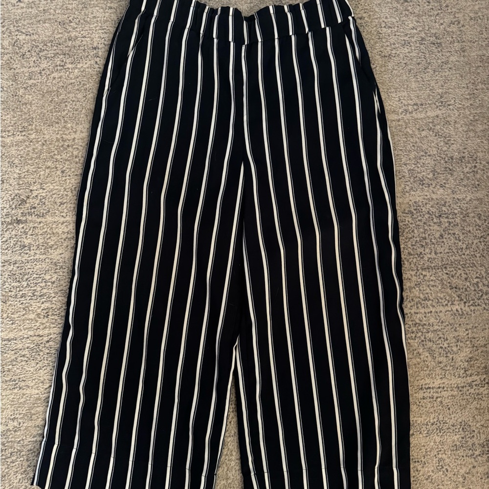 H&M Black and White Striped Trousers